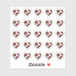 Hearts Floral Wedding Flower Envelope Stickers 