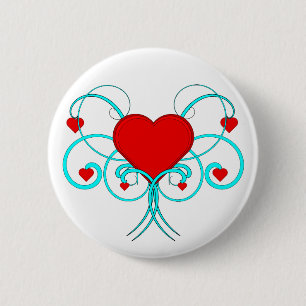 Hearts Flourish 2 Inch Round Button
