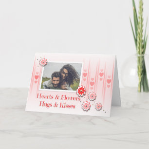 Hearts/Flowers Hugs/Kisses Photo Anniversary Card
