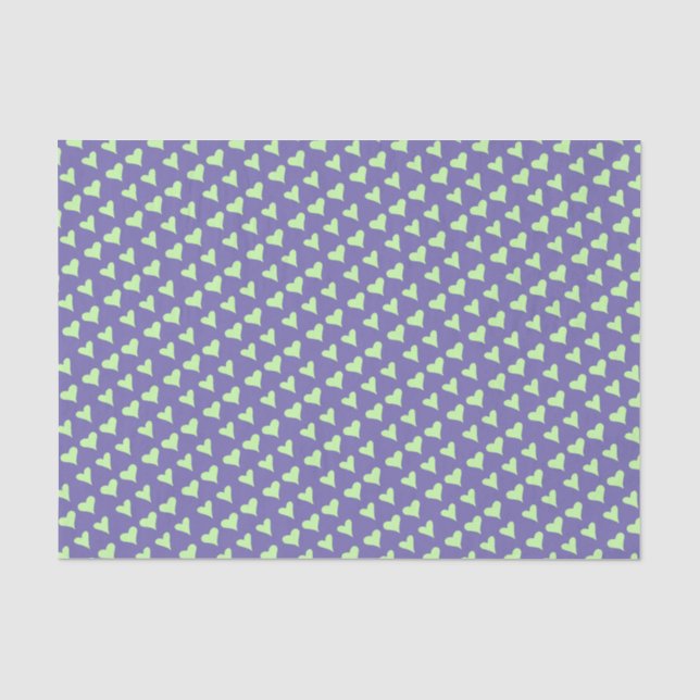 Hearts for Decoupage Green and Purple Tissue Paper (Front)