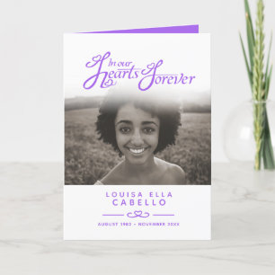 Hearts forever funeral program purple white