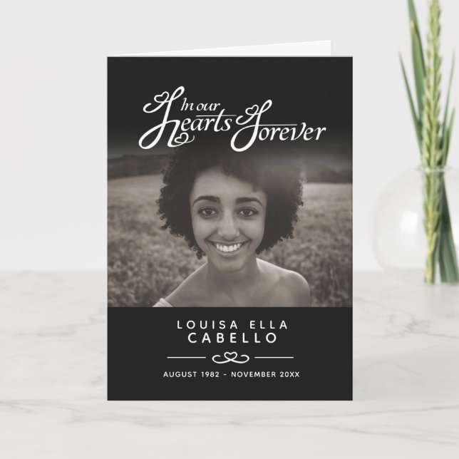 Hearts forever funeral service program black (Front)