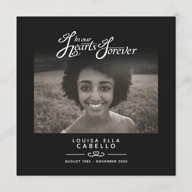 Hearts forever funeral service program black white (Front)