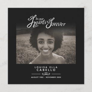 Hearts forever funeral service program black white