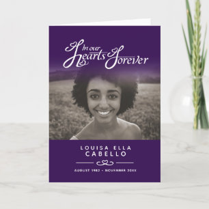 Hearts forever funeral service program purple
