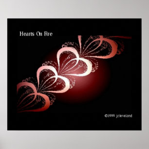 Hearts Fractal Art Poster Wall Decor Graphic Arts