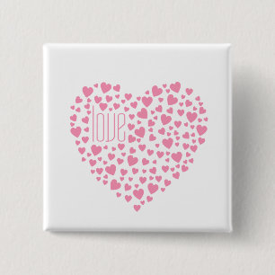Hearts Full of Hearts Love Pink 2 Inch Square Button