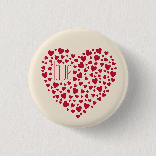 Hearts Full of Hearts Love Red 1 Inch Round Button (Front)