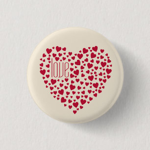 Hearts Full of Hearts Love Red 1 Inch Round Button