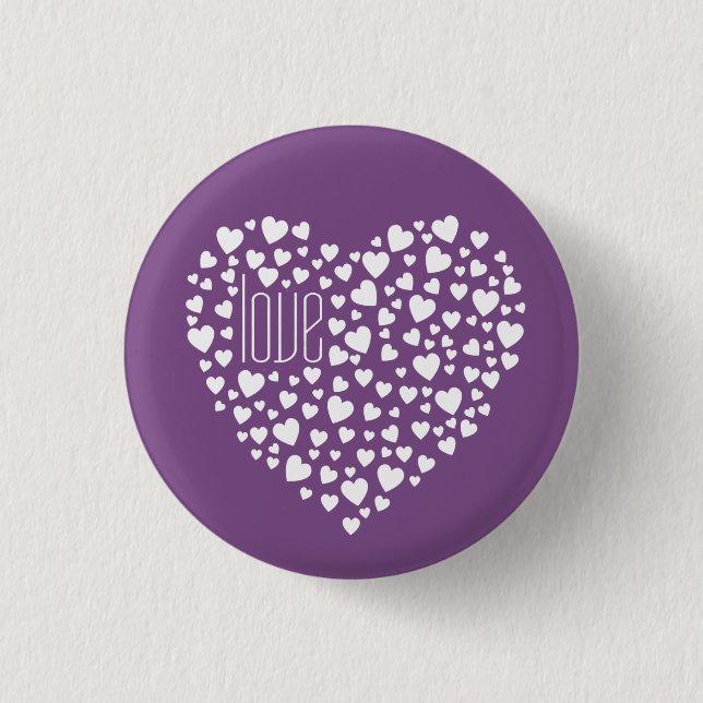 Hearts Full of Hearts Love White 1 Inch Round Button (Front)
