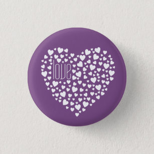 Hearts Full of Hearts Love White 1 Inch Round Button