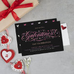 Hearts Galentine's Day Celebration Invitation<br><div class="desc">Hearts Galentine's Day Party Invitation. Design features colourful hearts,  typography script ''Galentine's'' in pink handwritten lettering on a black background. Perfect to invite your girl friends to celebrate Galentine's Day with you.</div>