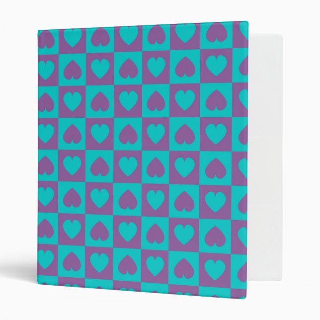 Hearts Galore Purple and Blue Binder (Front/Inside)