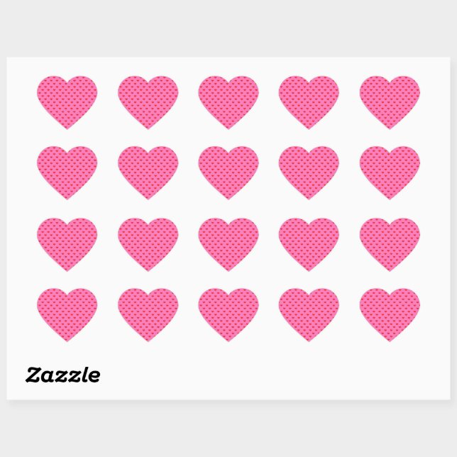 Hearts Galore, red hearts on pink, Heart Sticker (Sheet)