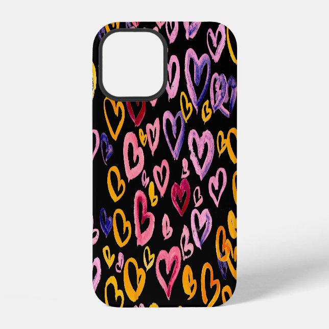 Hearts Galore: Watercolor Seamless Pattern iPhone Case (Back)