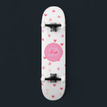Hearts Girl Skateboard Monogram & Name<br><div class="desc">Make this Hearts Girl Skateboard with Monogram & Name your own by adding your text. To access advanced editing tools, please go to "Personalize this template" and click on "Details", scroll down and press the "click to customize further" link. Ideal for any Occasion such as birthday or Graduation, for outdoor...</div>