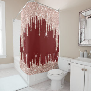 Hearts Glitter Drips Pink Rose Burgundy BORDEAUX