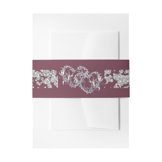 Hearts & Glitter - Lavender Invitation Belly Band (Front Example)