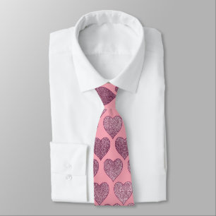 Hearts Glitter Pattern Tie