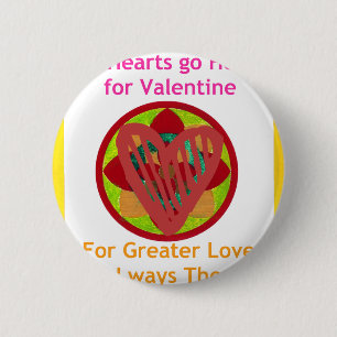 Hearts go home for valentine. 2 inch round button