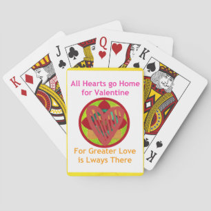 Hearts go home for valentine. playing cards