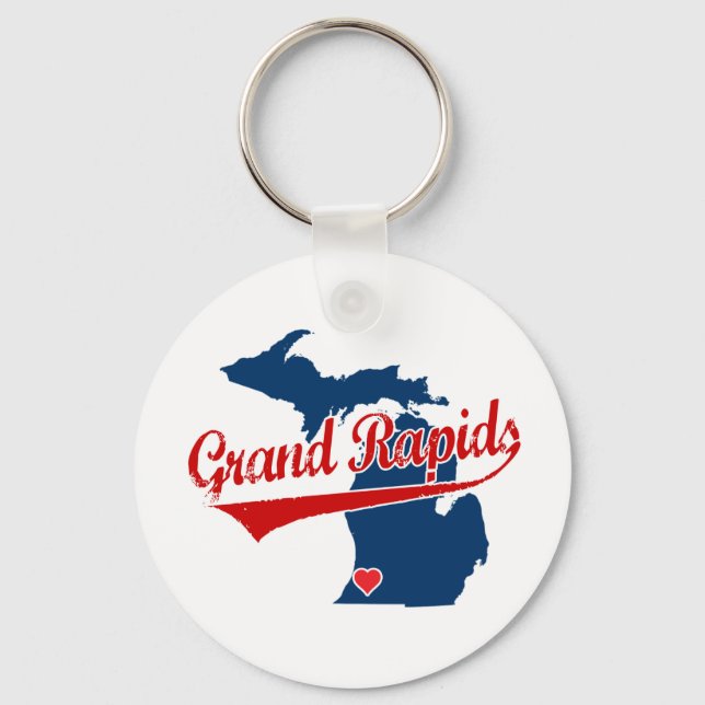 Hearts Grand Rapids Michigan Keychain (Front)
