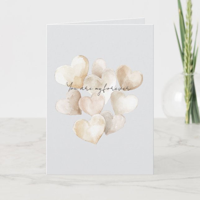 Hearts Grey Love Forever   Card (Front)