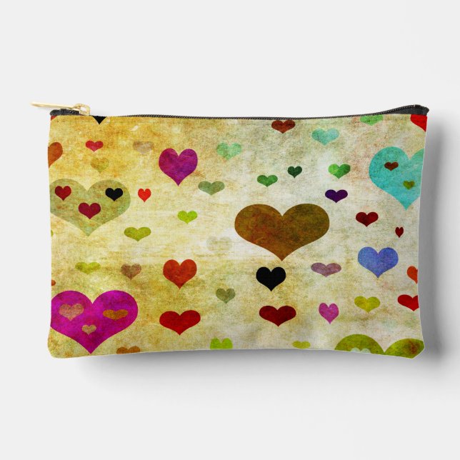 Hearts-Grunged by Shirley Taylor Accessory Pouch (Front)