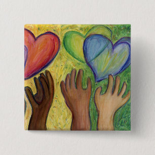 Hearts & Hands Diversity Love Button or Lapel Pins