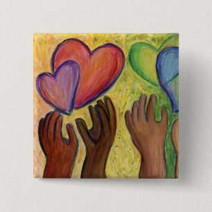 Hearts & Hands Diversity Love Lapel Pin or Buttons