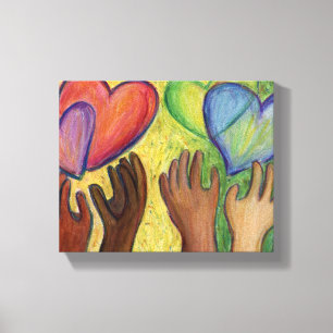 Hearts & Hands Diversity Painting Canvas Art Print