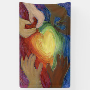Hearts & Hands Love Diversity Art Custom Banner