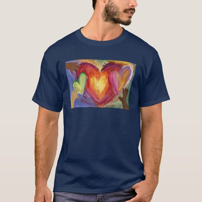 Hearts & Hands Love Diversity Art Custom T-Shirt (Front)