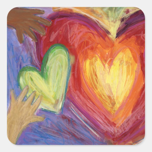 Hearts & Hands Love Diversity Art Decal Stickers (Front)