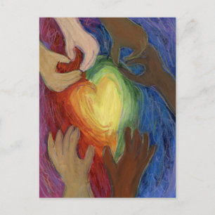 Hearts & Hands Love Diversity Custom Art Postcards