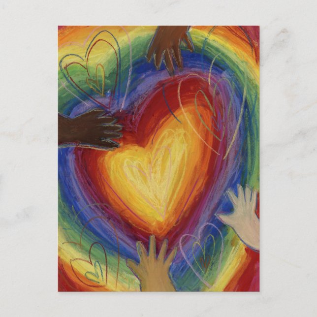 Hearts & Hands Love Diversity Custom Art Postcards (Front)