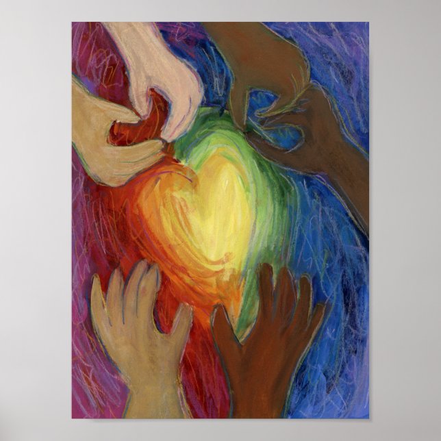 Hearts & Hands Love Painting Art Poster Print (Front)
