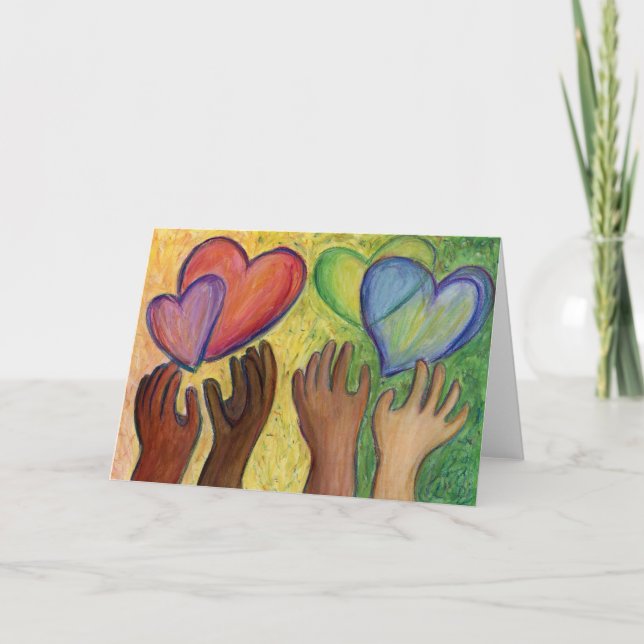 Hearts & Hands Love Painting Custom Note Art Card (Front)