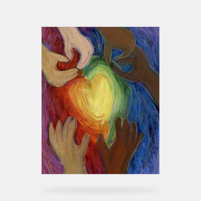 Hearts & Hands Love Painting DEI Art Print Sign (Front)