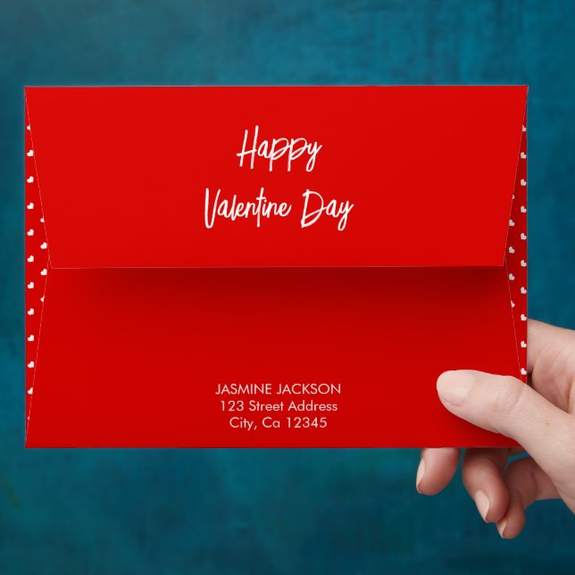 Hearts Happy Valentine’s Day Modern Love Pattern Envelope (Hand)