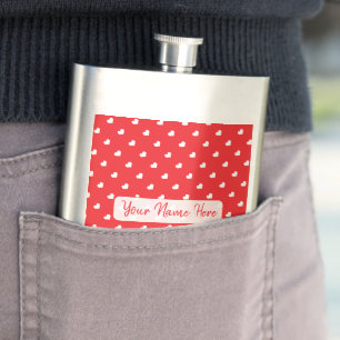 Hearts Happy Valentine’s Day Modern Love Pattern Hip Flask