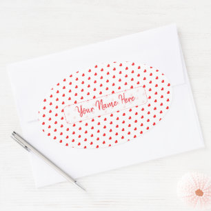 Hearts Happy Valentine’s Day Modern Love Pattern Oval Sticker