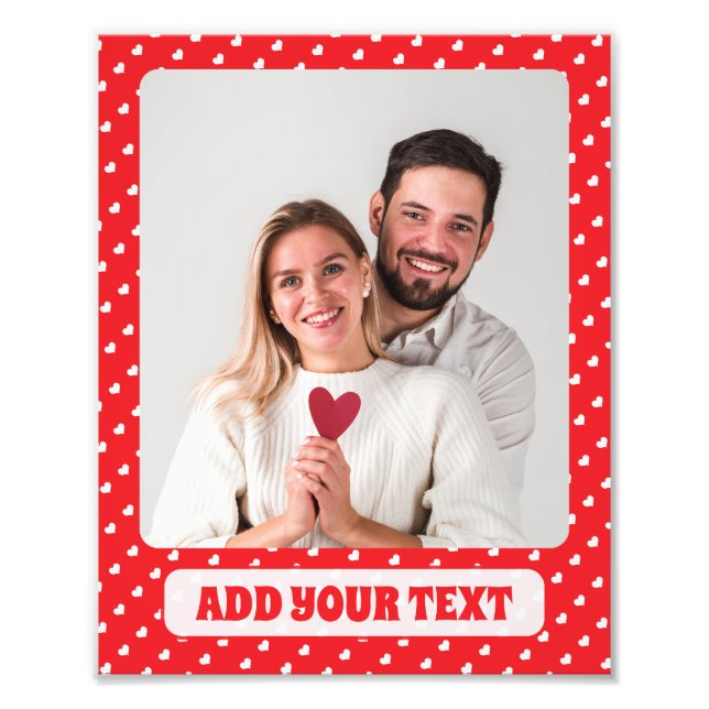 Hearts Happy Valentine’s Day Modern Love Pattern Photo Print (Front)