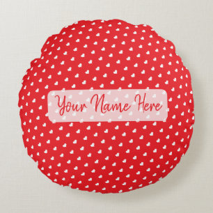 Hearts Happy Valentine’s Day Modern Love Pattern Round Pillow