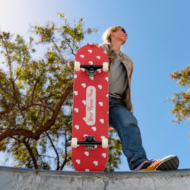 Hearts Happy Valentine’s Day Modern Love Pattern Skateboard (Outdoor 1)