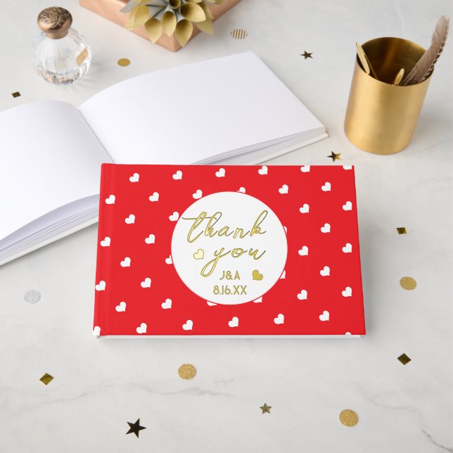 Hearts Happy Valentine's Day Modern Love Pattern Guest Book (Front Open)