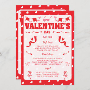 Hearts Happy Valentine's Day Modern Love Pattern Menu
