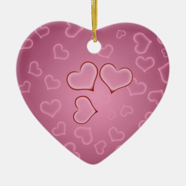 Hearts Heart Ornment Ceramic Ornament (Front)