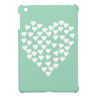 Hearts Heart White on Mint iPad Mini Case