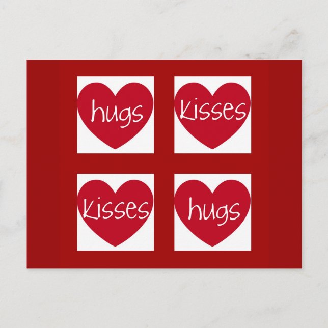 Hearts, Hugs and Kisses Postcard (Front)